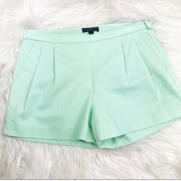 J. Crew Pleated Short Cotton Pique Mint Green 0 - Picture 2 of 7